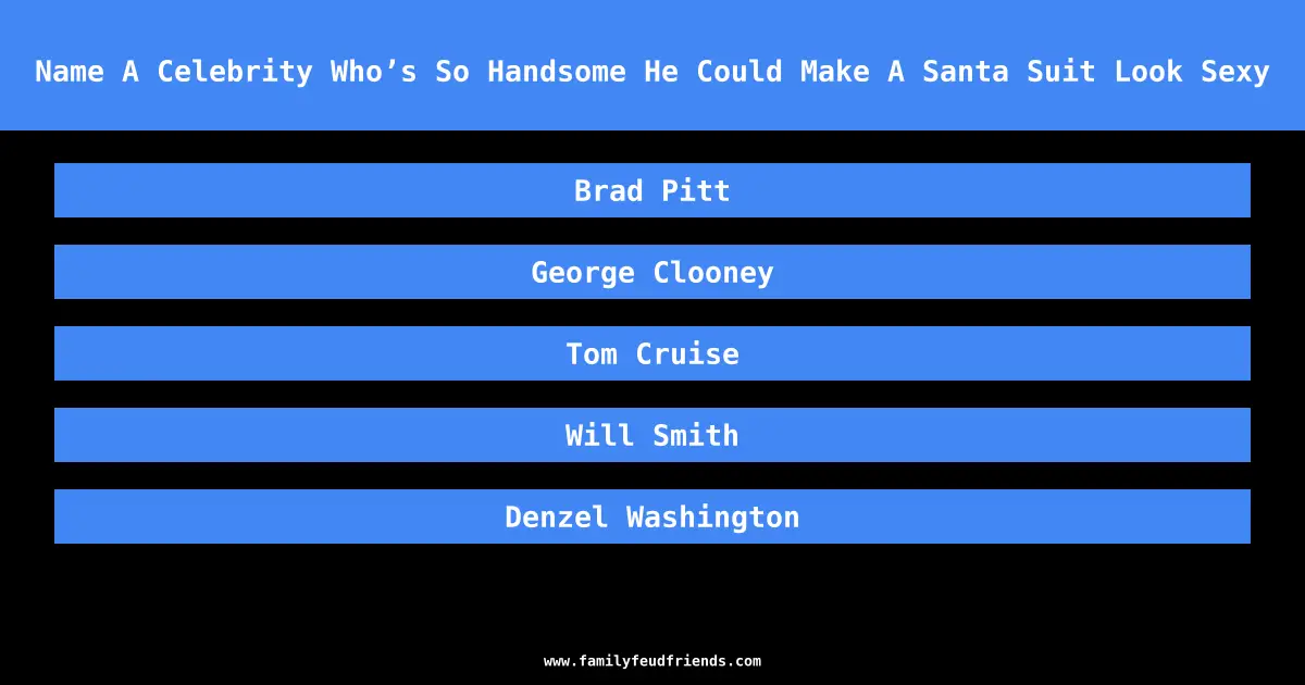 Name A Celebrity Who’s So Handsome He Could Make A Santa Suit Look Sexy answer