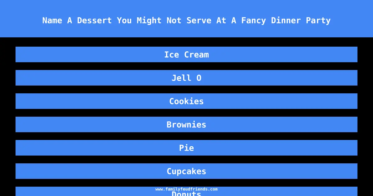 Name A Dessert You Might Not Serve At A Fancy Dinner Party answer