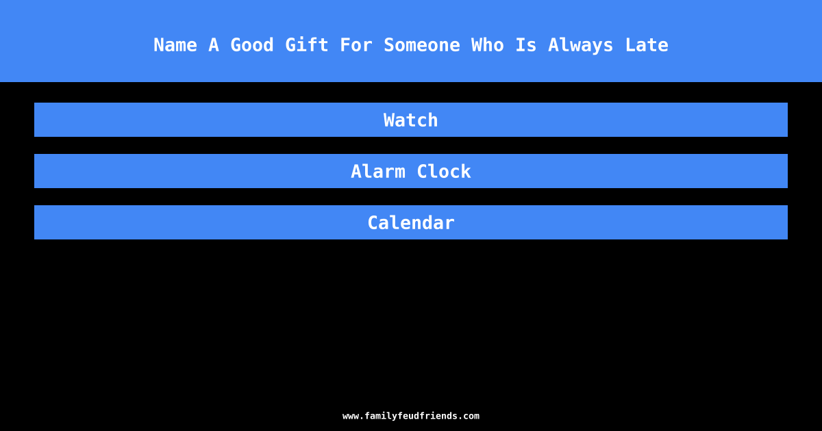 Name A Good Gift For Someone Who Is Always Late answer