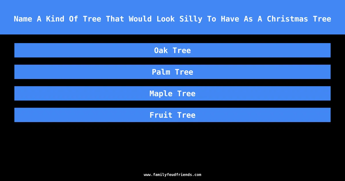 Name A Kind Of Tree That Would Look Silly To Have As A Christmas Tree answer