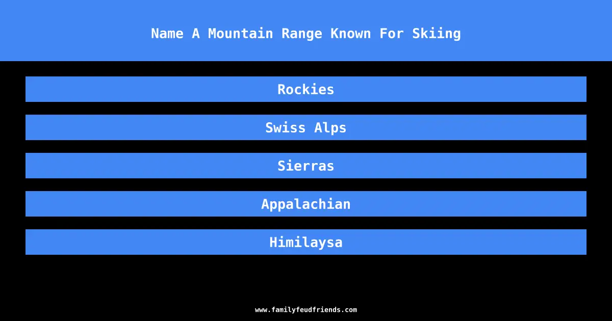 Name A Mountain Range Known For Skiing answer