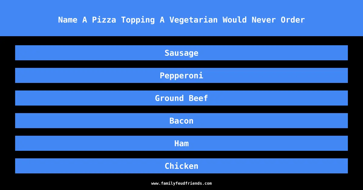 Name A Pizza Topping A Vegetarian Would Never Order answer