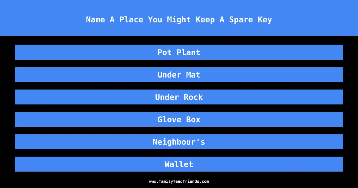 Name A Place You Might Keep A Spare Key answer