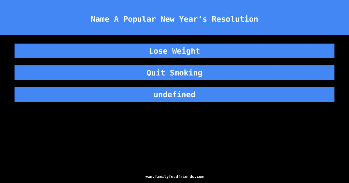 New Year Resolution Jeopardy