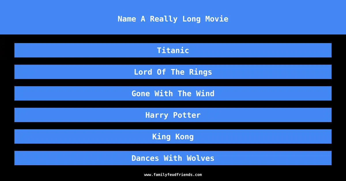 Name A Really Long Movie answer