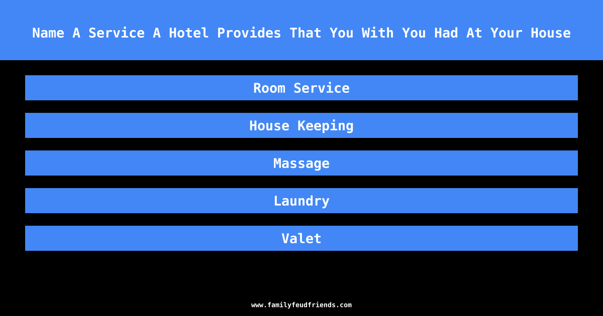 Name A Service A Hotel Provides That You With You Had At Your House answer
