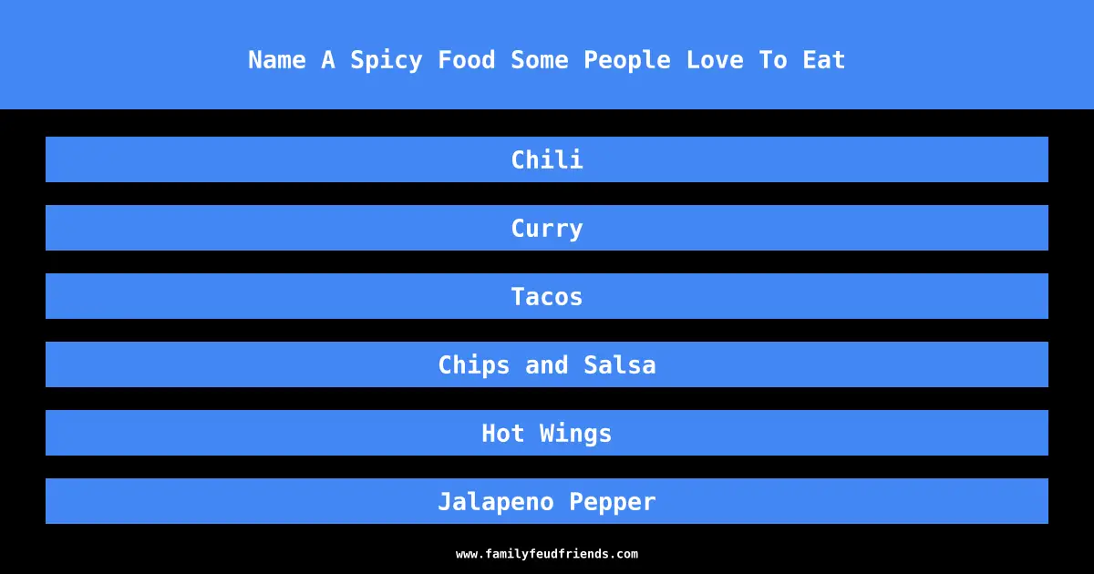 Name A Spicy Food Some People Love To Eat answer