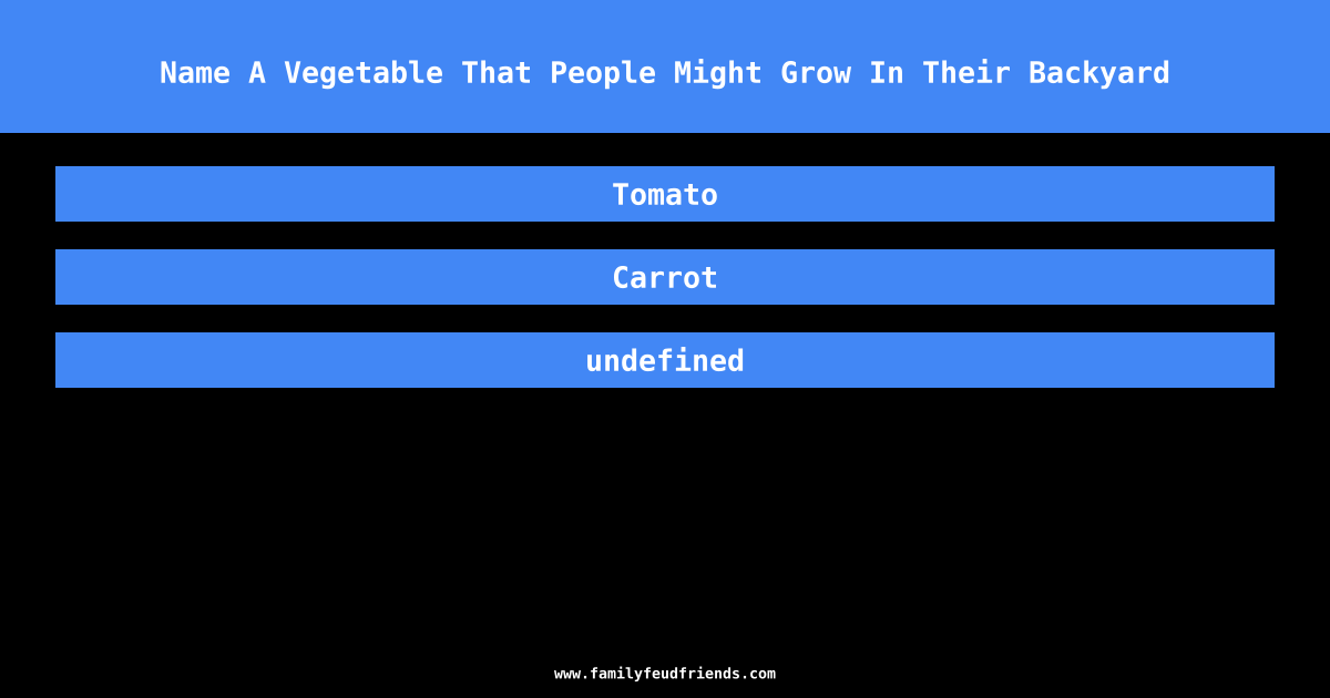 Name A Vegetable That People Might Grow In Their Backyard answer