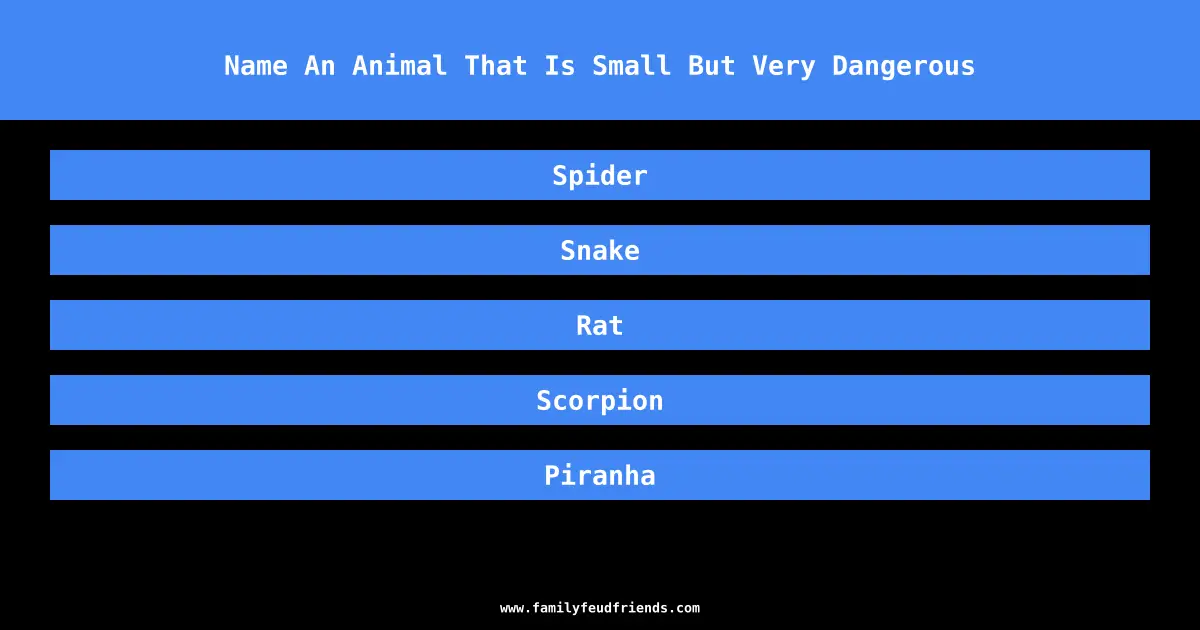Name An Animal That Is Small But Very Dangerous answer