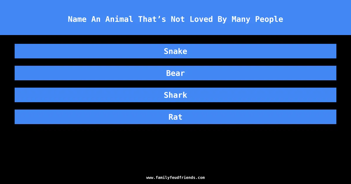 Name An Animal That’s Not Loved By Many People answer