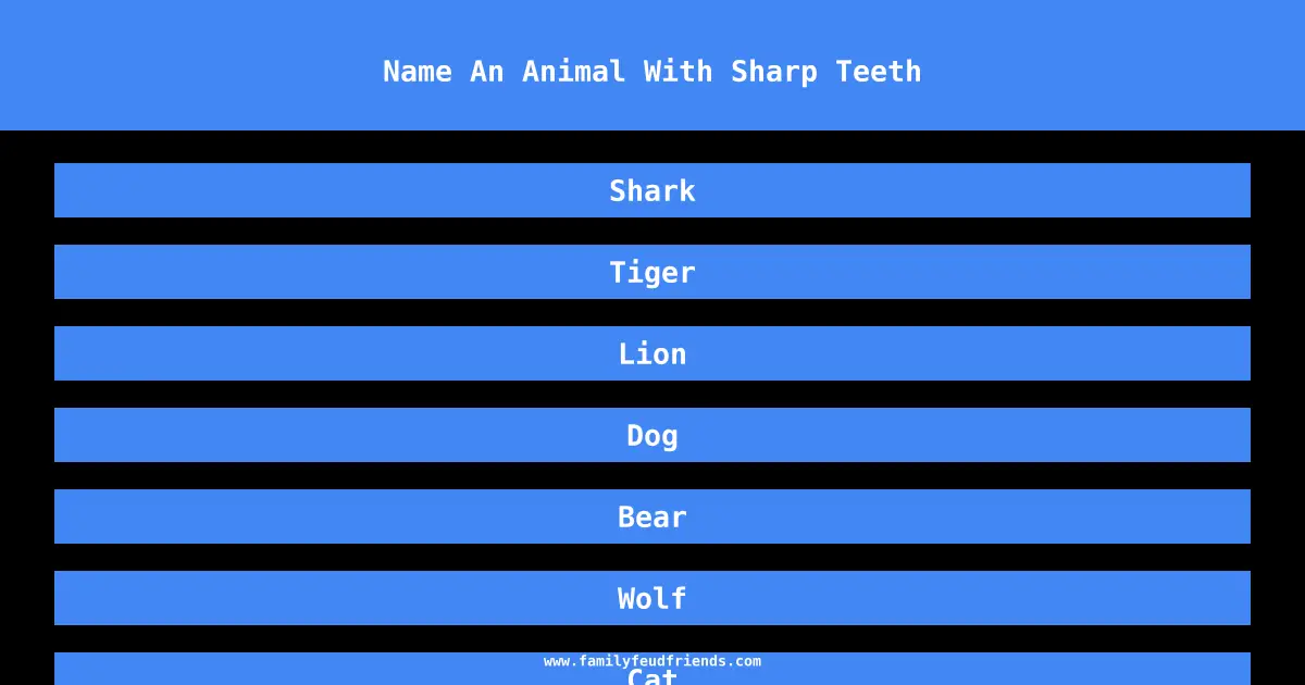 Name An Animal With Sharp Teeth answer