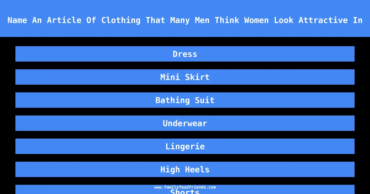 Name An Article Of Clothing That Many Men Think Women Look Attractive In answer