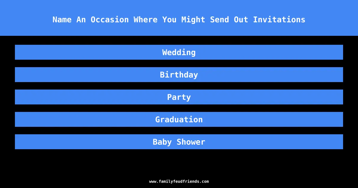 Name An Occasion Where You Might Send Out Invitations answer