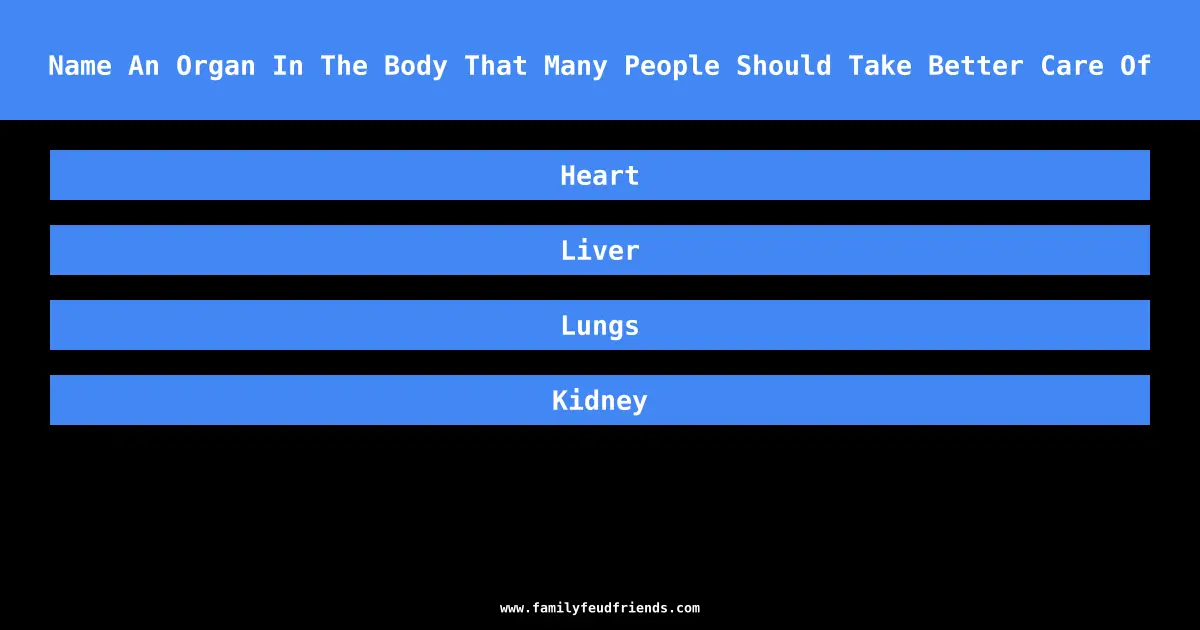 Name An Organ In The Body That Many People Should Take Better Care Of answer