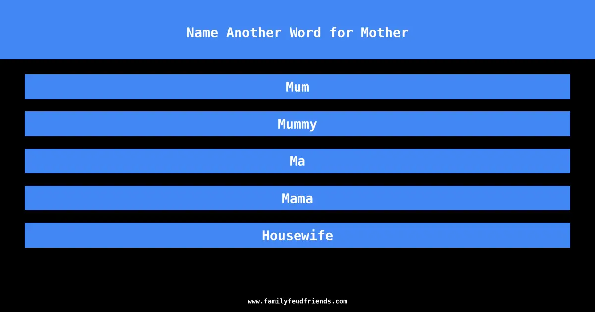 Family Feud Name Another Word For Mother Answer