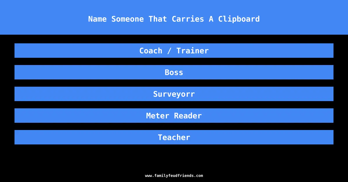 Family Feud Name Someone That Carries A Clipboard Answer