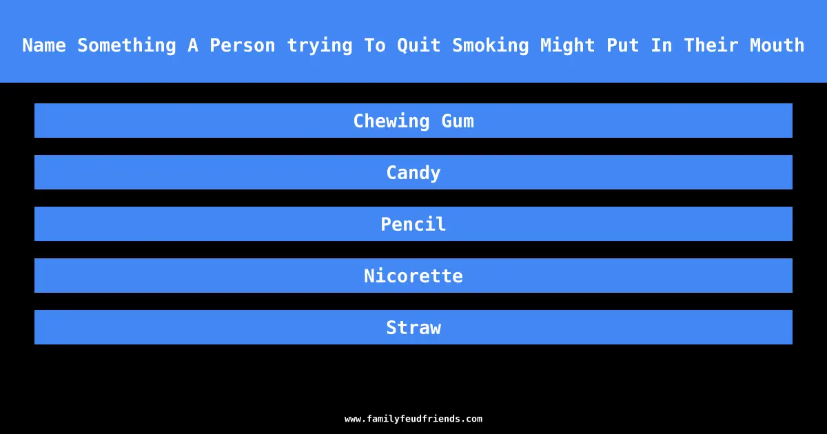 Name Something A Person trying To Quit Smoking Might Put In Their Mouth answer