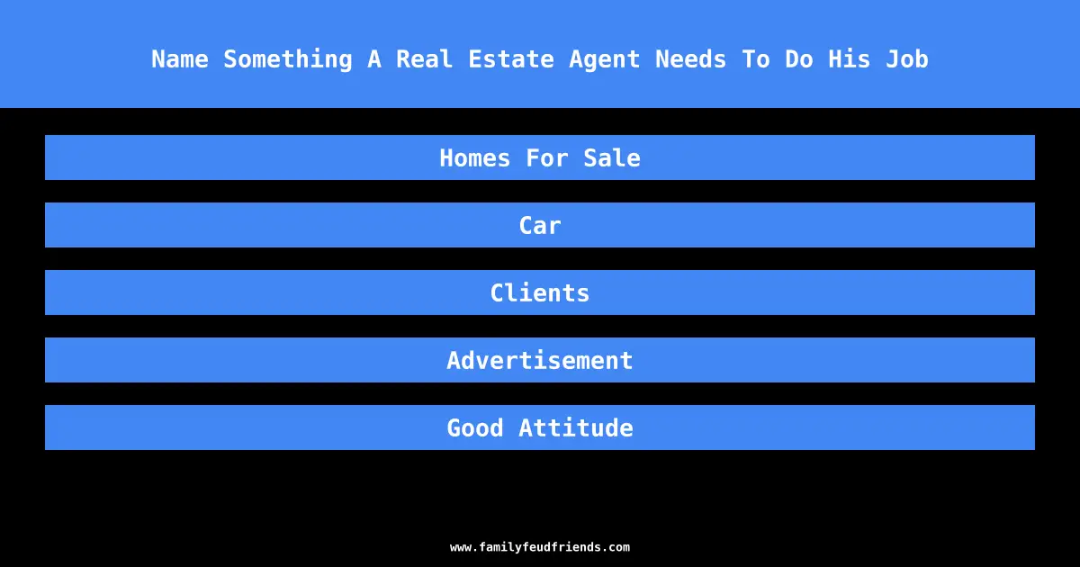 Name Something A Real Estate Agent Needs To Do His Job answer