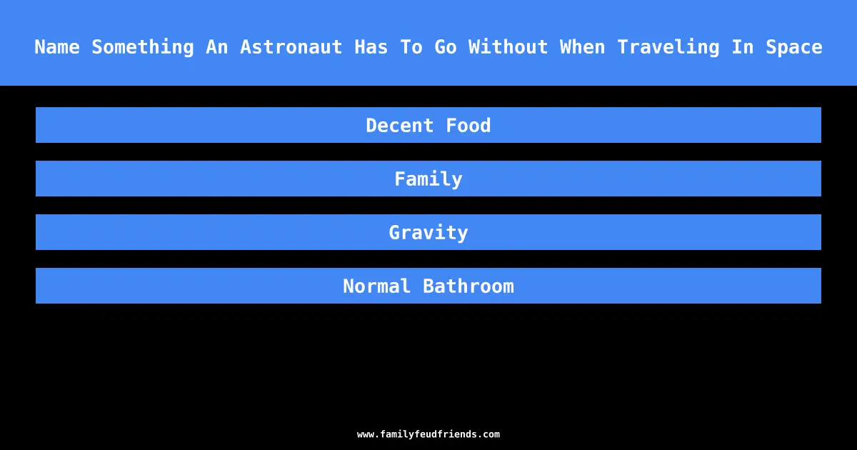 Name Something An Astronaut Has To Go Without When Traveling In Space answer