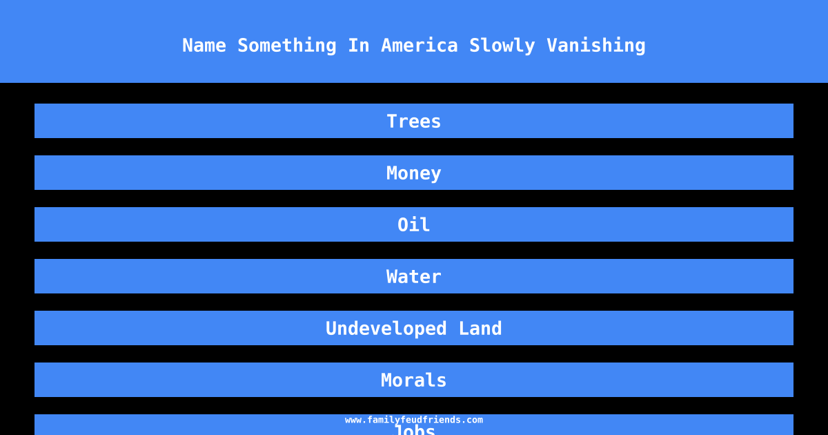 Name Something In America Slowly Vanishing answer