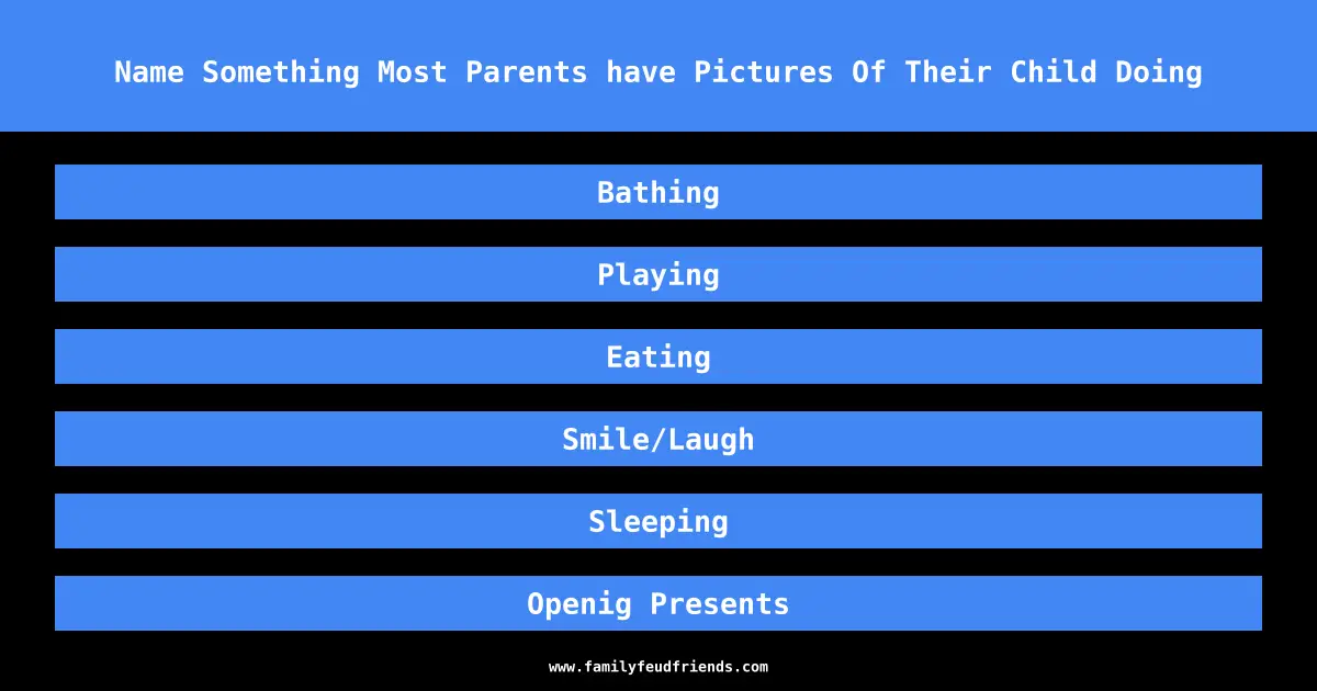 Name Something Most Parents have Pictures Of Their Child Doing answer