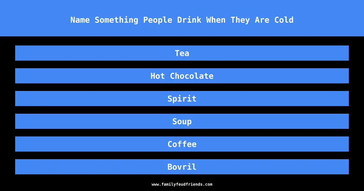 Name Something People Drink When They Are Cold answer