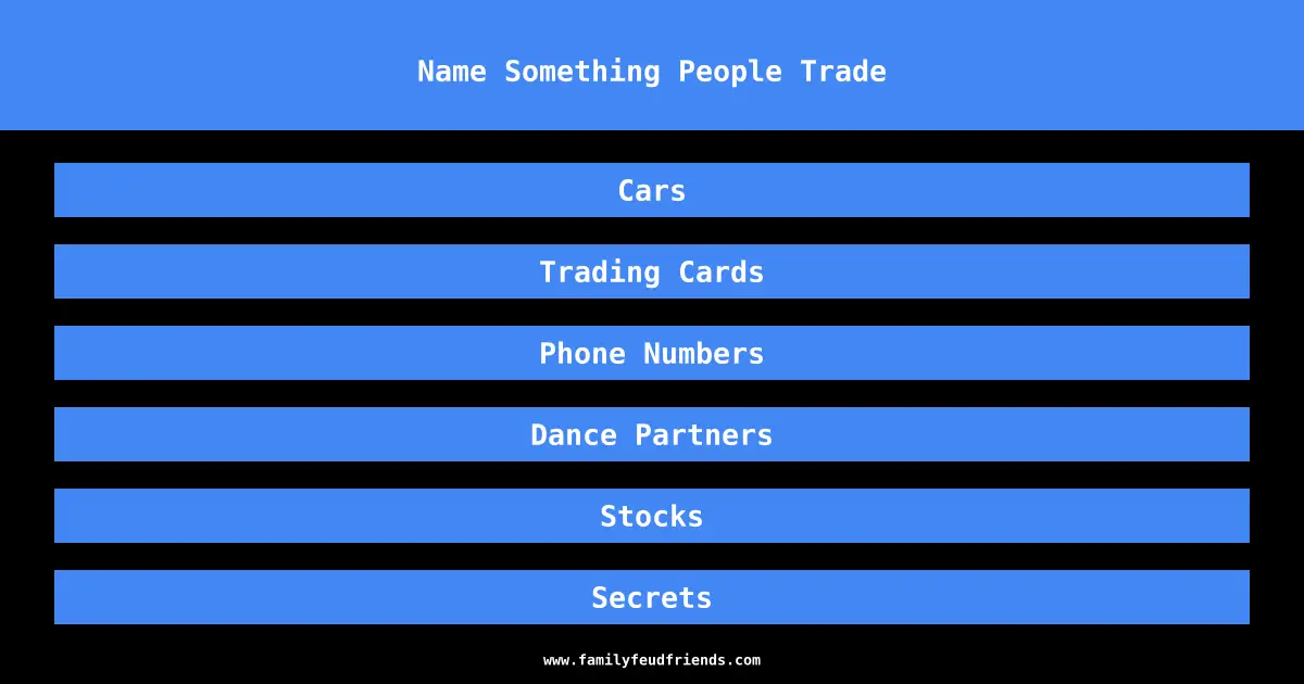 Name Something People Trade answer