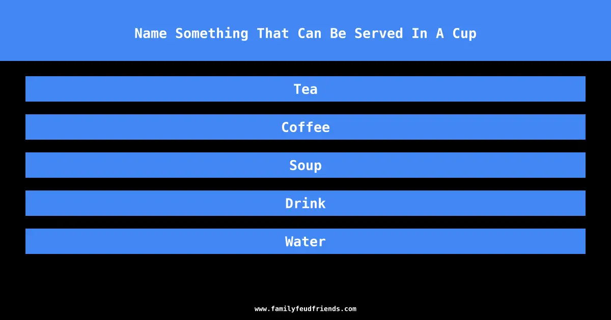 Name Something That Can Be Served In A Cup answer