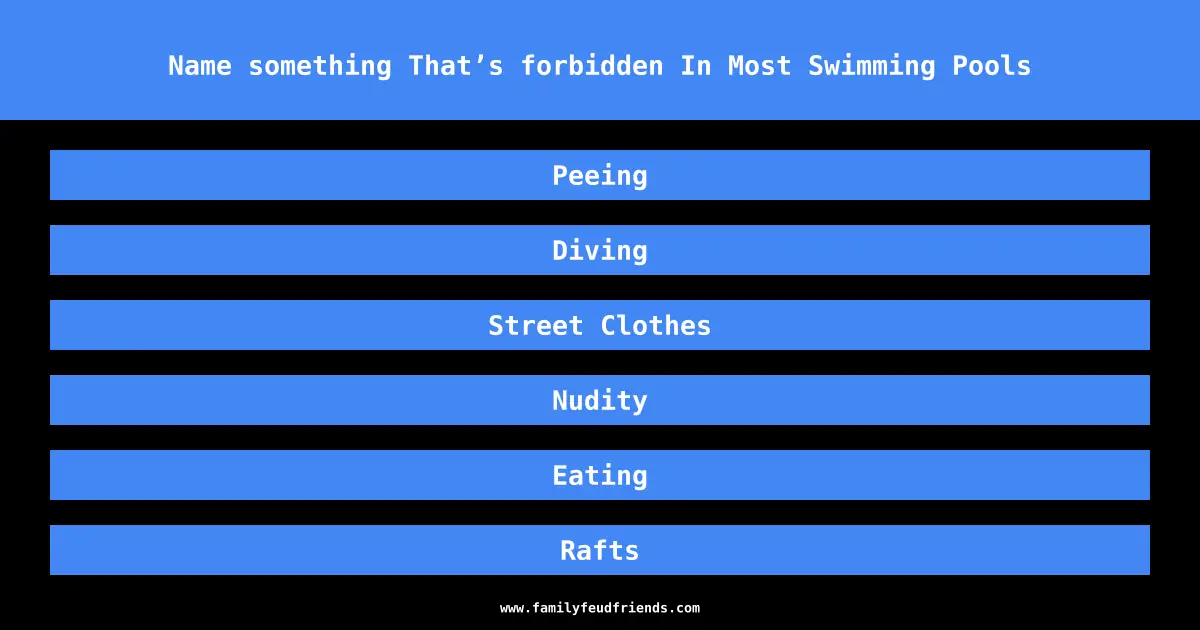 Name something That’s forbidden In Most Swimming Pools answer