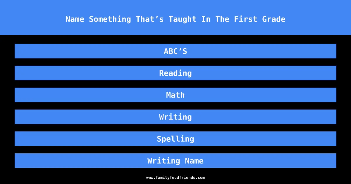 Name Something That’s Taught In The First Grade answer