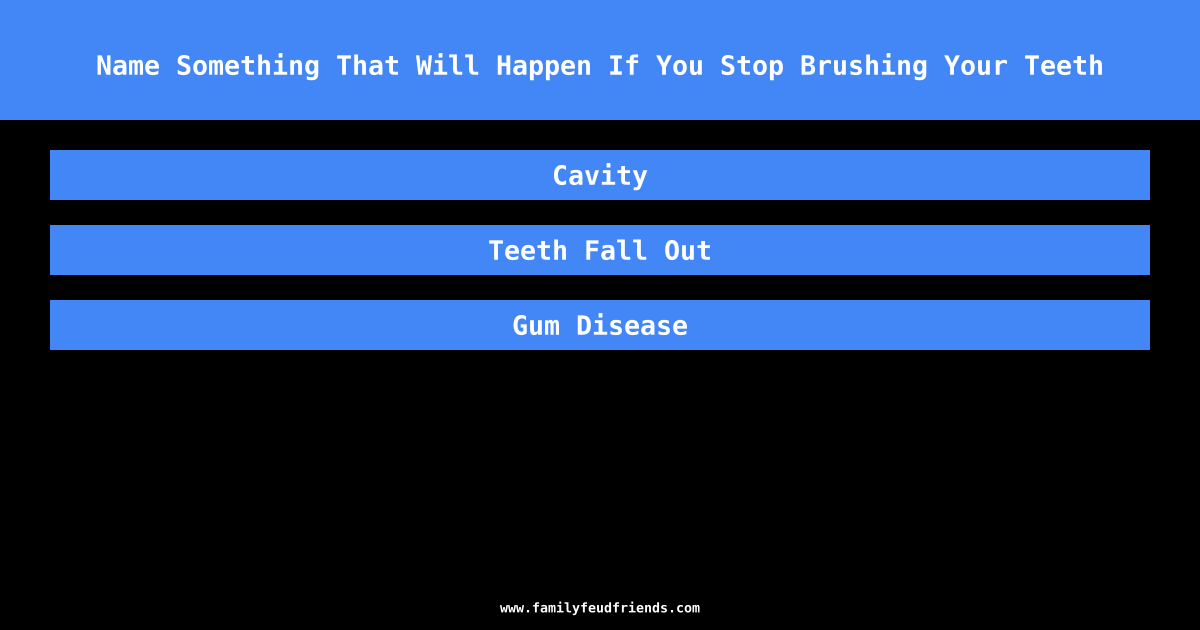 Name Something That Will Happen If You Stop Brushing Your Teeth answer