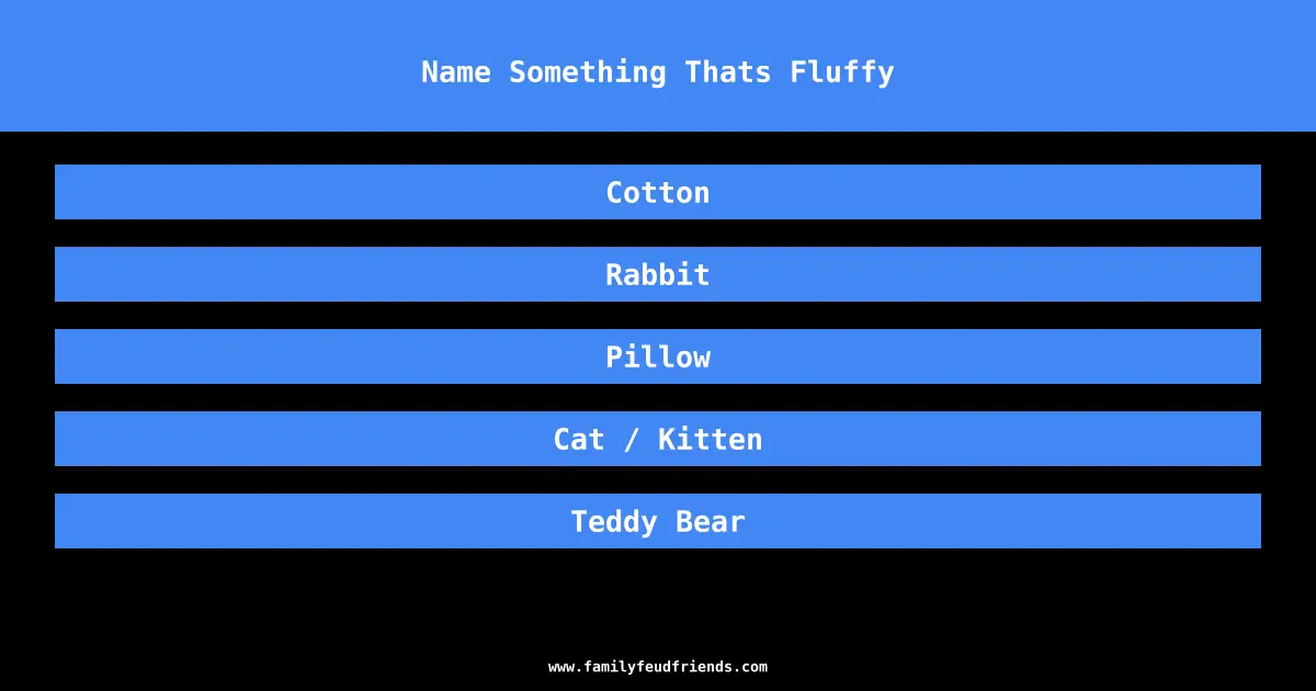 Name Something Thats Fluffy answer