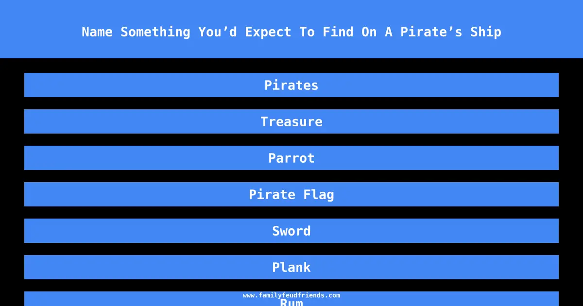 Name Something You’d Expect To Find On A Pirate’s Ship answer