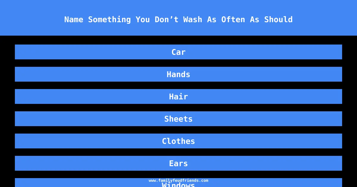 Name Something You Don’t Wash As Often As Should answer