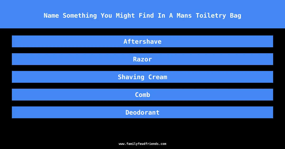 Name Something You Might Find In A Mans Toiletry Bag answer