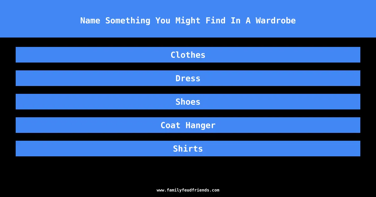 Name Something You Might Find In A Wardrobe answer