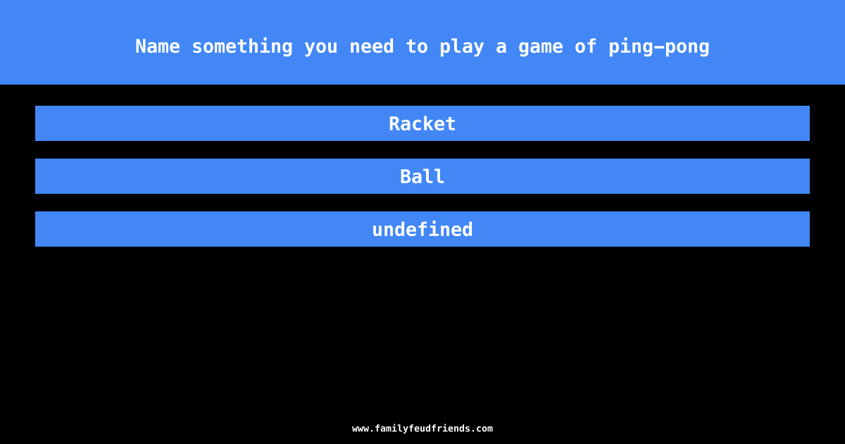 Name something you need to play a game of ping-pong answer