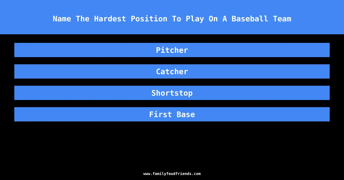 Name The Hardest Position To Play On A Baseball Team answer