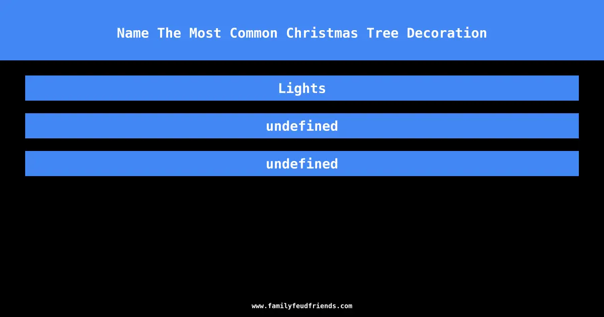 Name The Most Common Christmas Tree Decoration answer