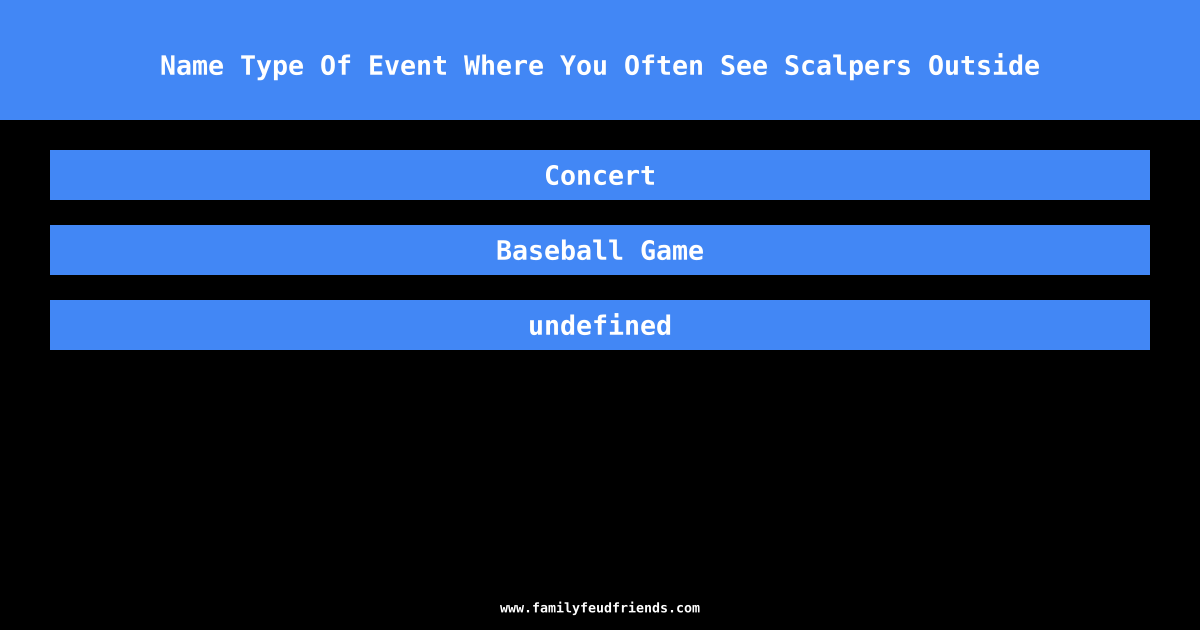 Name Type Of Event Where You Often See Scalpers Outside answer