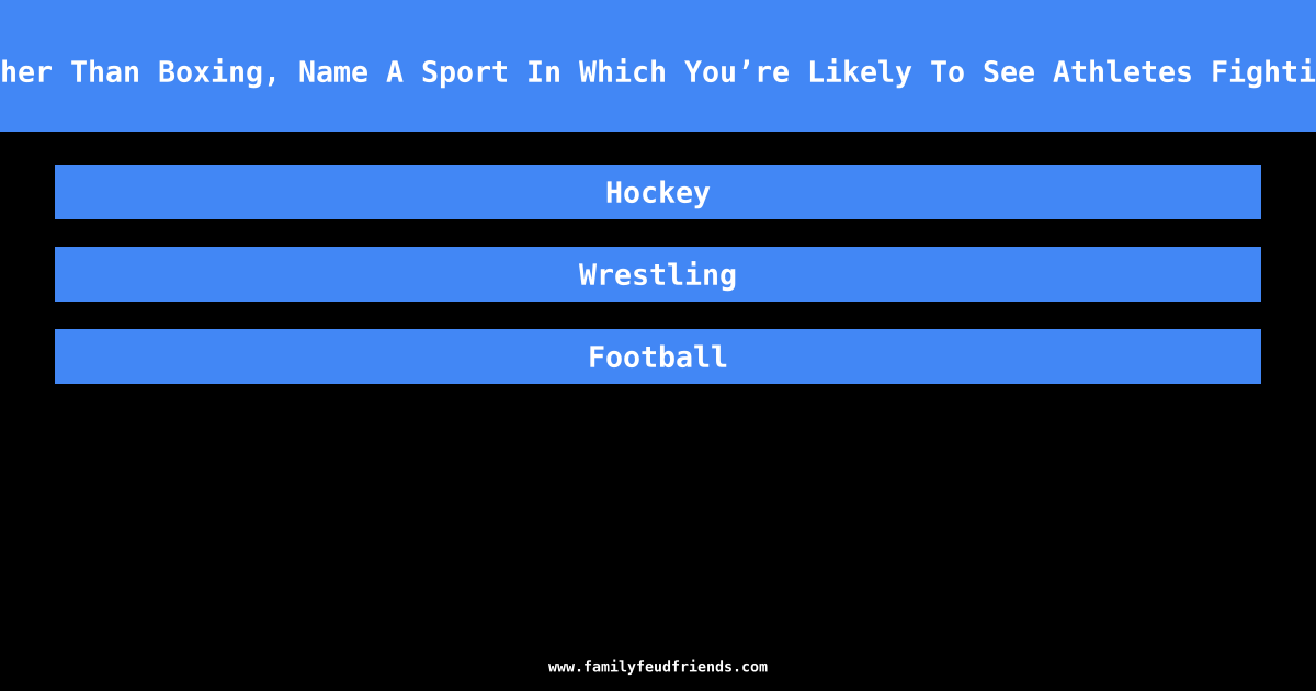 Other Than Boxing, Name A Sport In Which You’re Likely To See Athletes Fighting answer