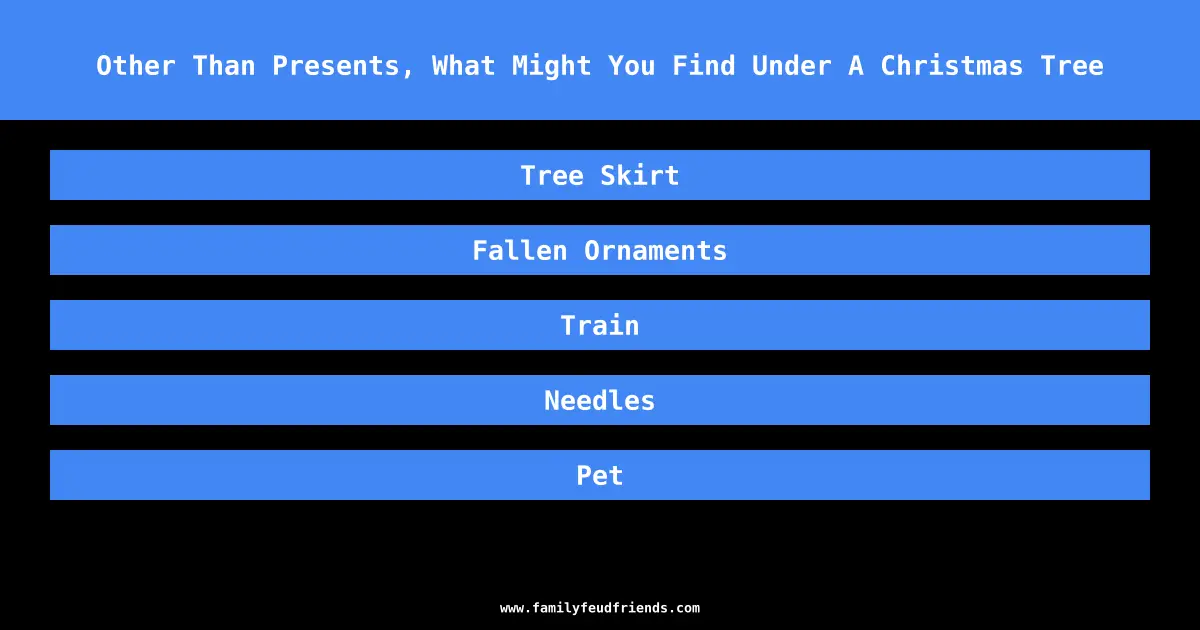 Other Than Presents, What Might You Find Under A Christmas Tree answer