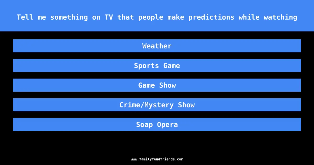 Tell me something on TV that people make predictions while watching answer
