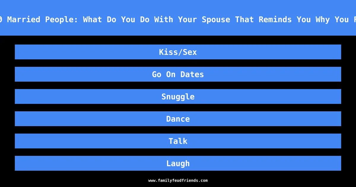 We Asked 100 Married People: What Do You Do With Your Spouse That Reminds You Why You Fell In Love answer