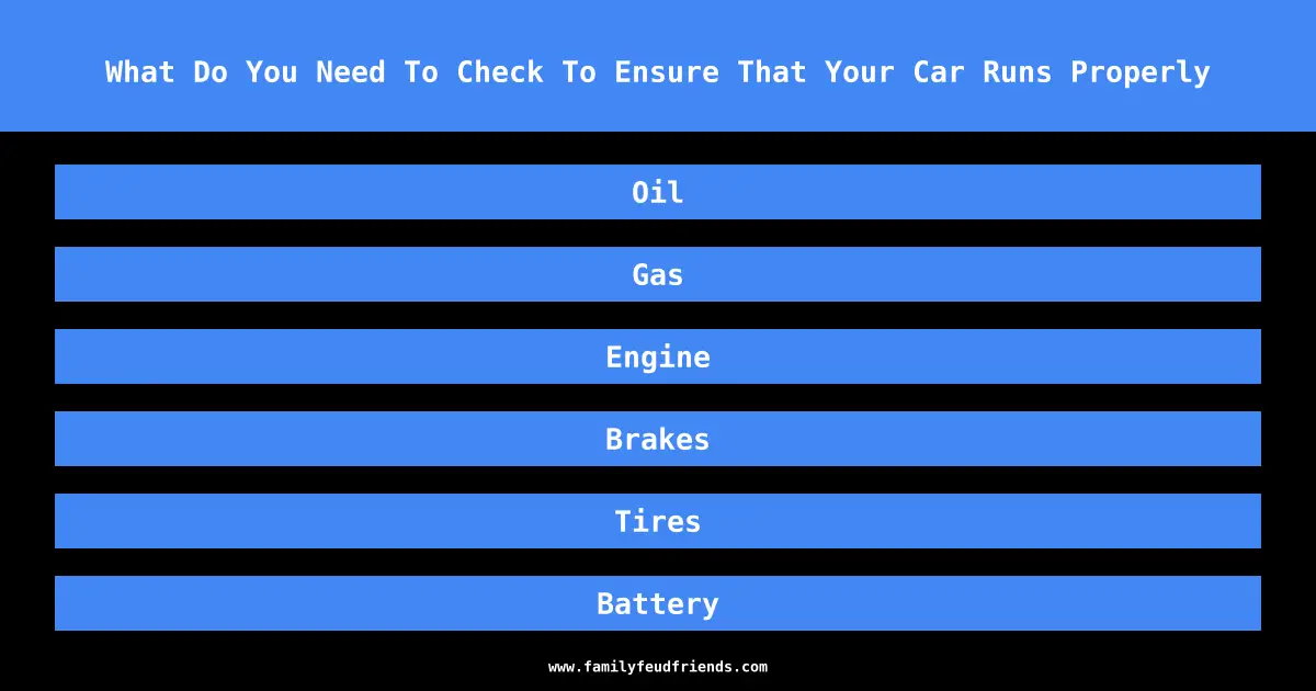 What Do You Need To Check To Ensure That Your Car Runs Properly answer