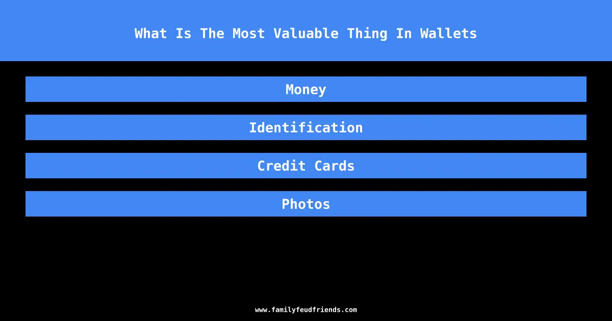 What Is The Most Valuable Thing In Wallets answer