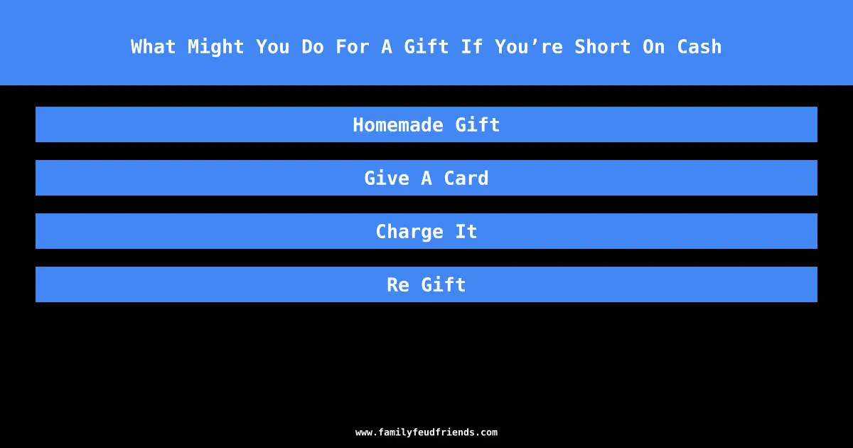 What Might You Do For A Gift If You’re Short On Cash answer