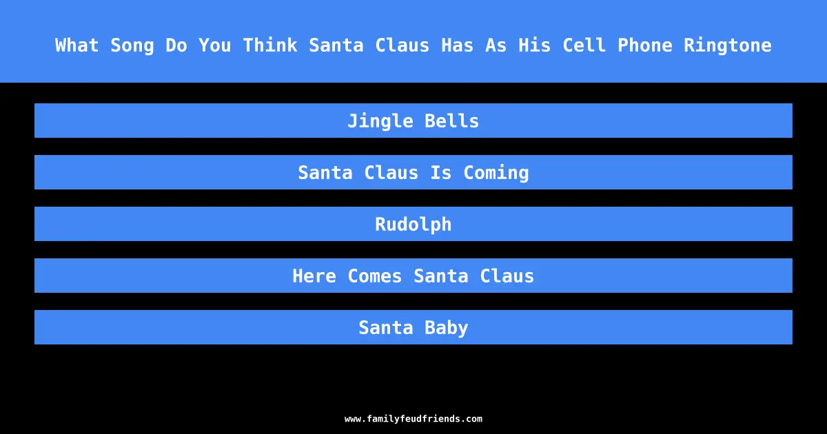 What Song Do You Think Santa Claus Has As His Cell Phone Ringtone answer