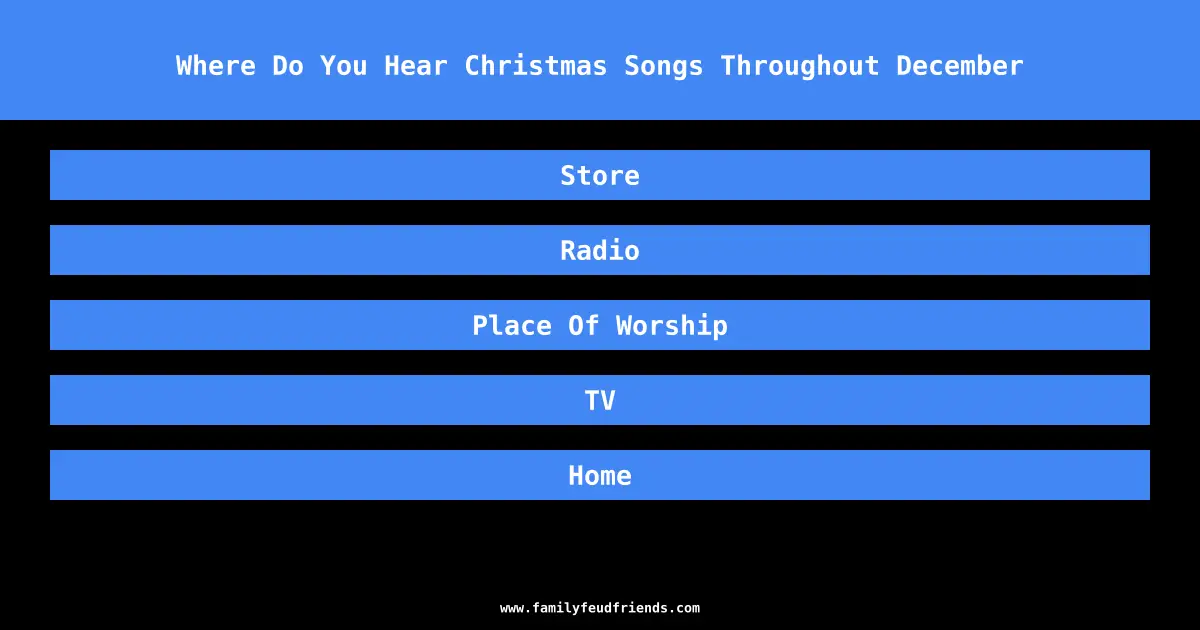 Where Do You Hear Christmas Songs Throughout December answer