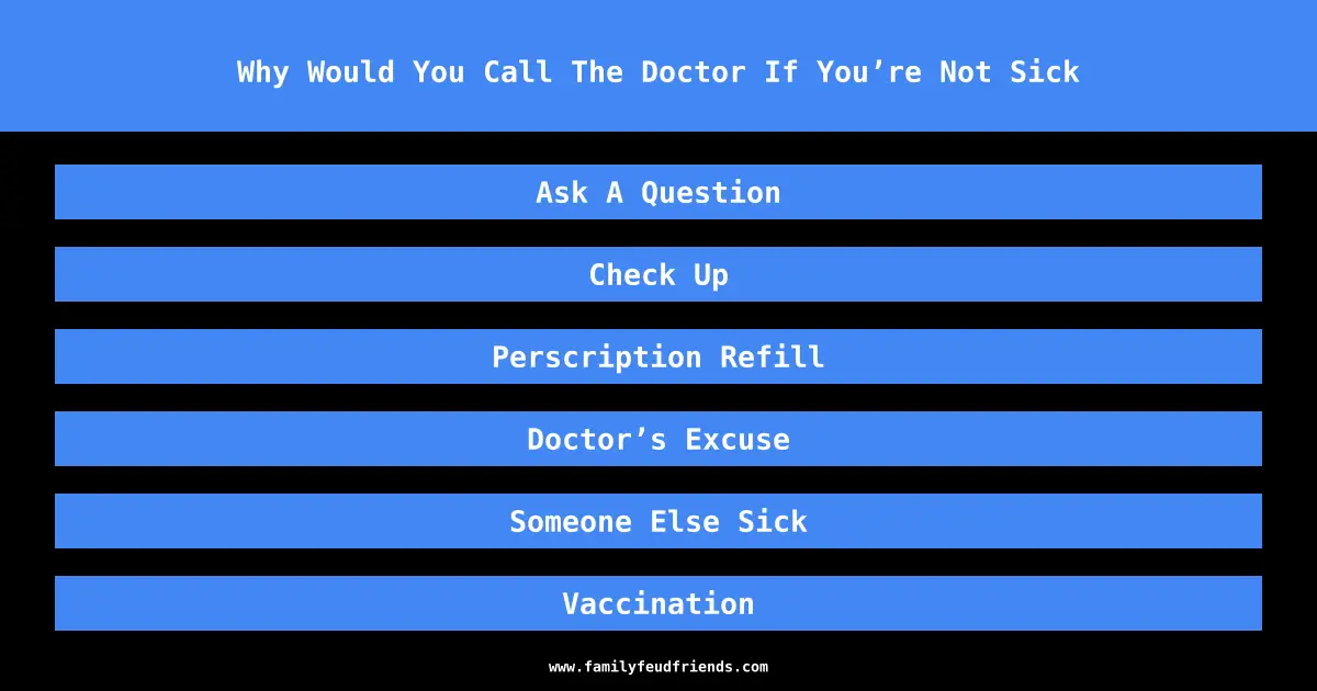 Why Would You Call The Doctor If You’re Not Sick answer